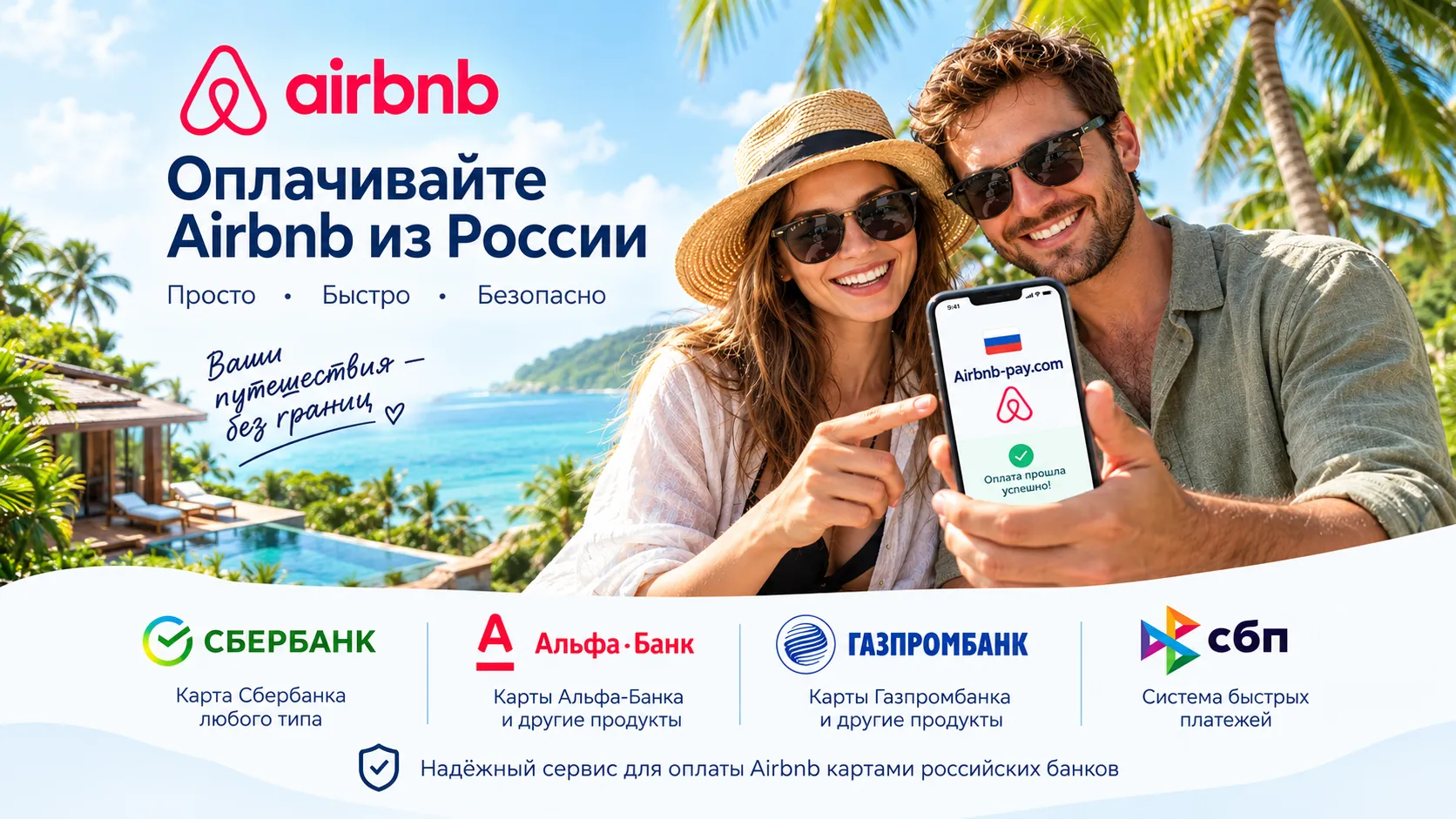 Оплачивайте Airbnb из России через airbnb-pay.com: просто, быстро, безопасно. Оплата картами российских банков и через СБП.